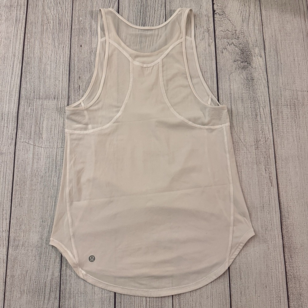Lululemon Sculpt Tank II White Mesh Racerback Running Workout Top Size 4 Active